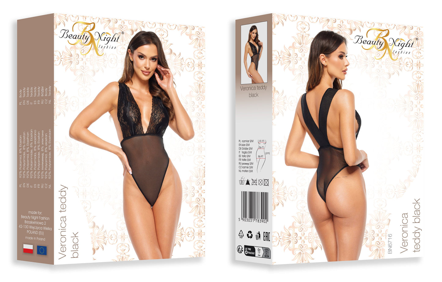 Sexy Deep Cleavage Lace Bodysuit Veronica Black-3