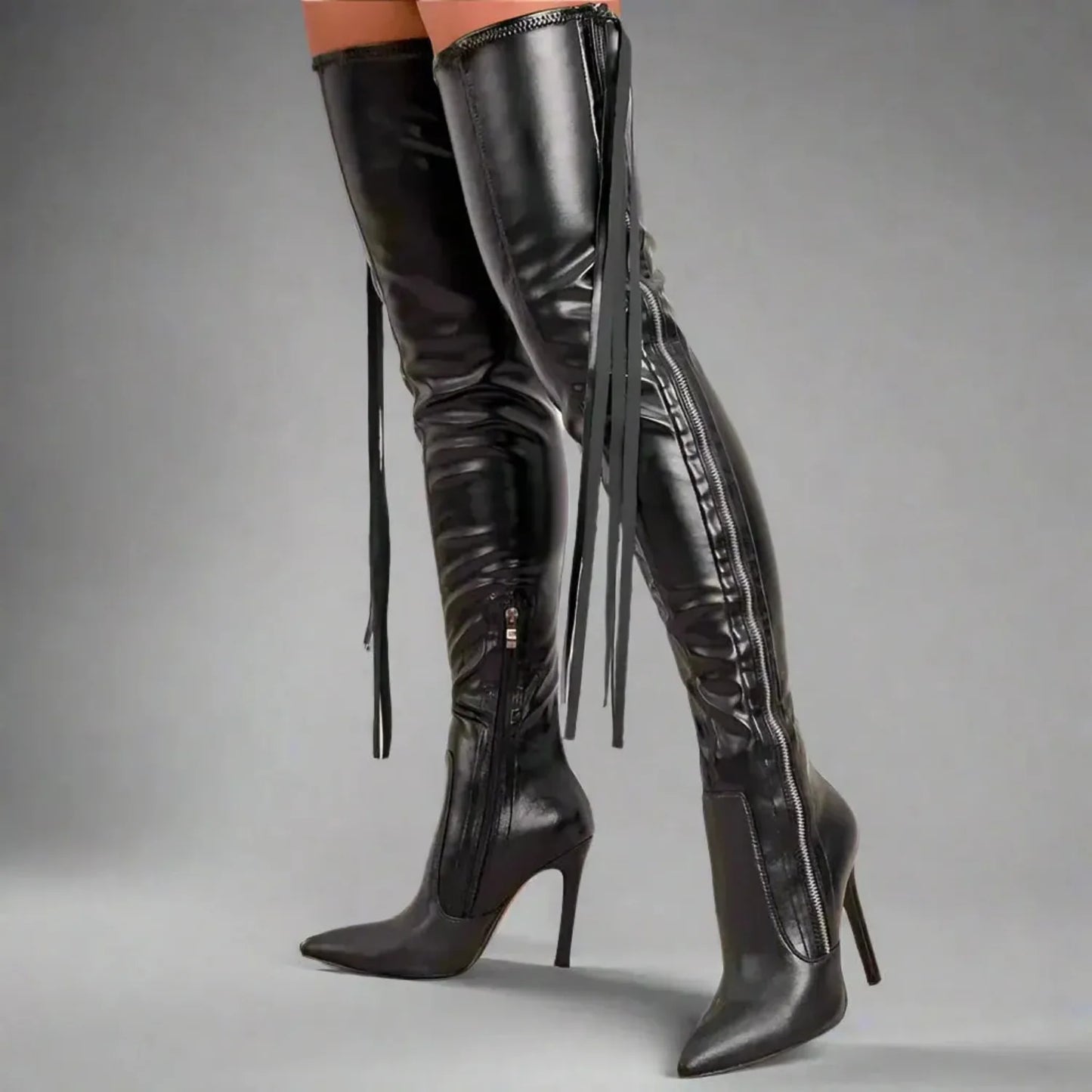 Fringe Over The Knee Boots High Heels