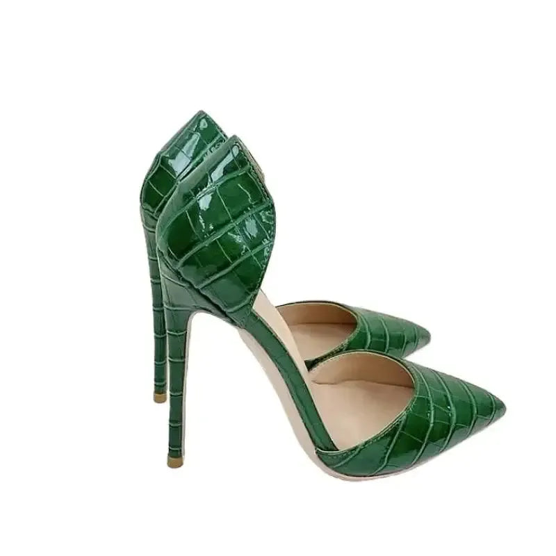 Green Crocodile Pattern High Heels Stiletto Shoes