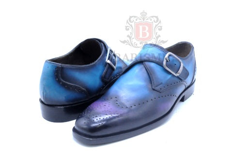 Smith II - Blue Patina Single Monk Shoes-1