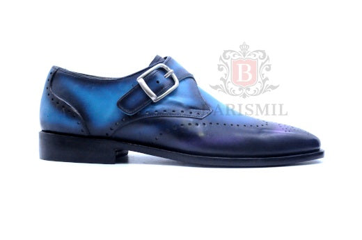 Smith II - Blue Patina Single Monk Shoes-3