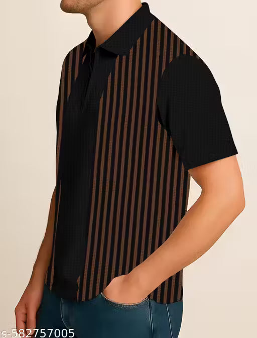 KAJARU MEN COLORS BLOCK DESIGN POLO NECK ZIPPER T-SHIRT FOR MEN AND BOYS