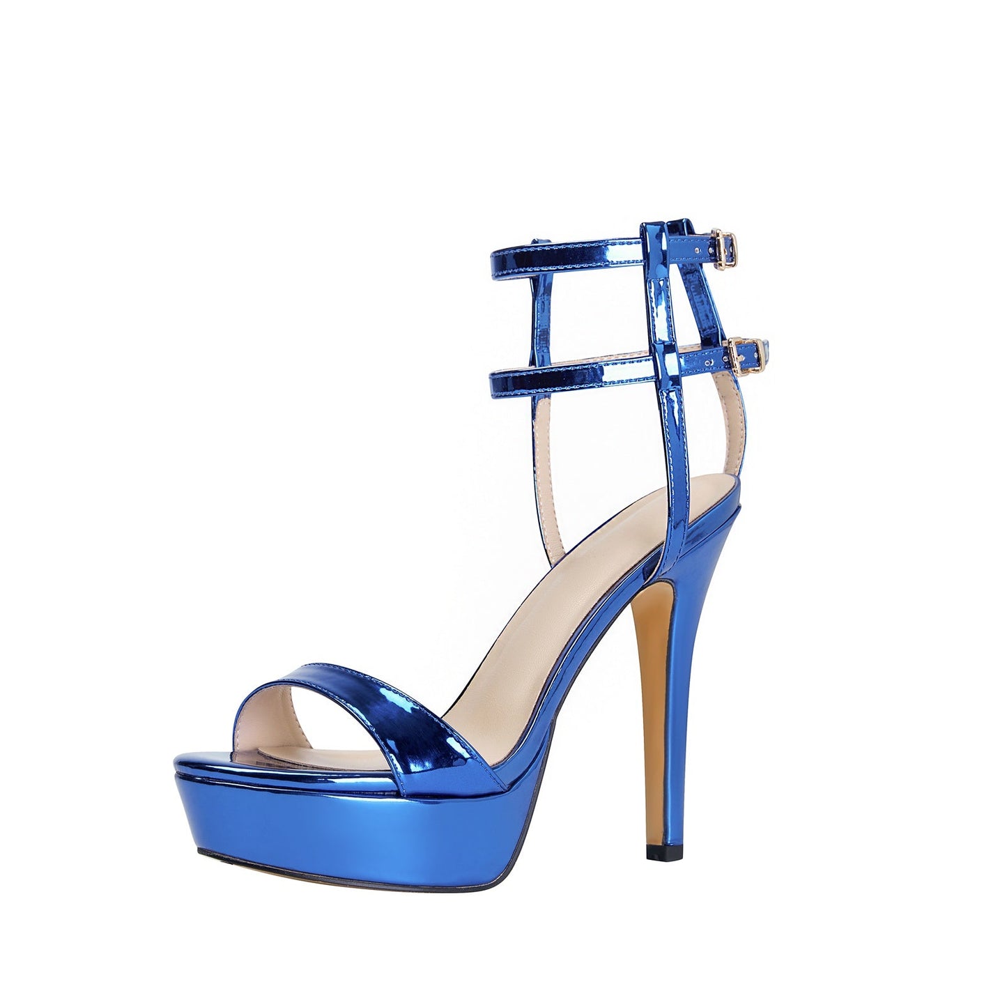 Pageant Metallic Platform Double Ankle Strap Heels