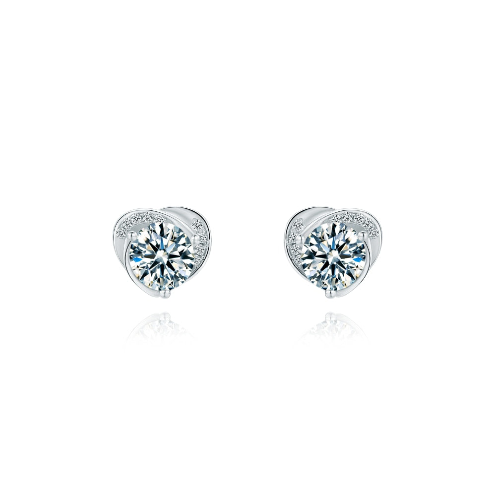 Heart Moissanite Diamond Earrings 925 Sterling Silver Jewellery Statement Stud Earrings For Women Fine Jewelry