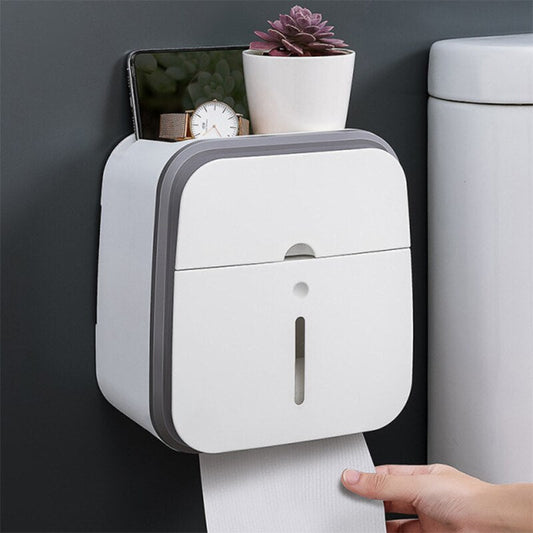 Waterproof Toilet Tissue Box Wall Mount Double Layer Roll Paper Holder Storage Box Drawer Toilet Paper Tray Bathroom Accessories
