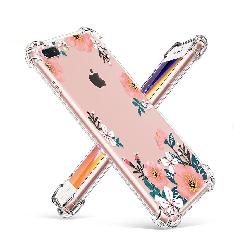 Phone Case For iPhone 7 8 Plus Clear Floral Design TPU imd Ultra Thin Shockproof Protective Cover For iPhone 7 8 Plus