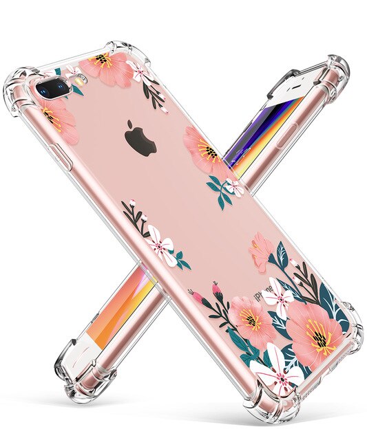 Phone Case For iPhone 7 8 Plus Clear Floral Design TPU imd Ultra Thin Shockproof Protective Cover For iPhone 7 8 Plus