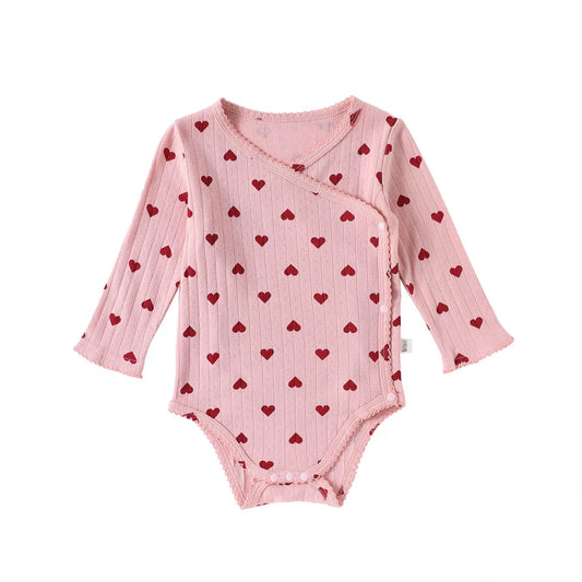 Spring Baby Kids Heart Pattern Onesies and Pants Clothing Set for Girls