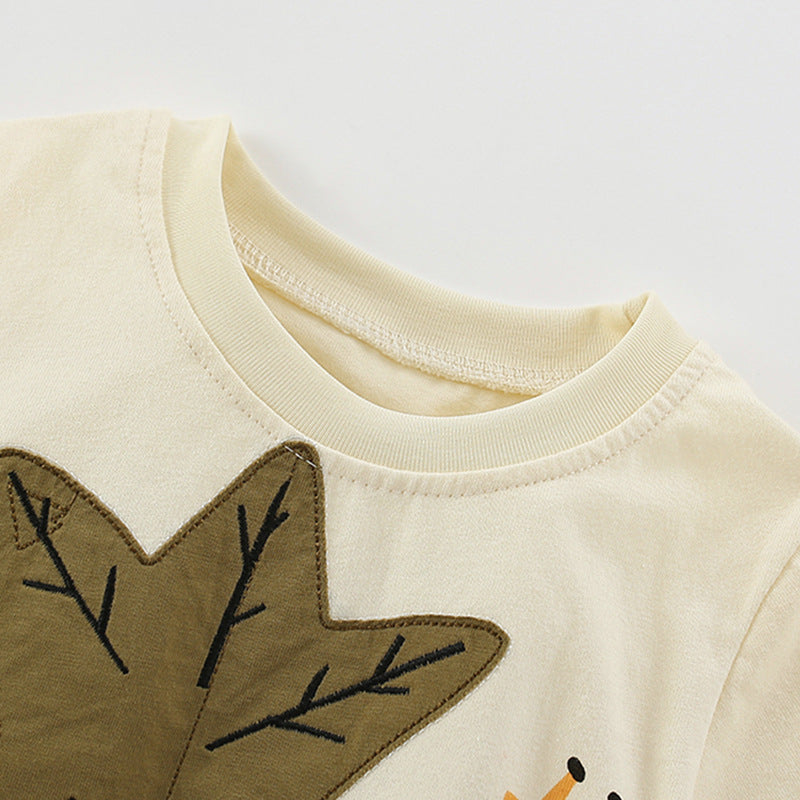 Summer Baby Kids Jungle Animals Cartoon Pattern T-shirt and Shorts Clothing Set for Boys