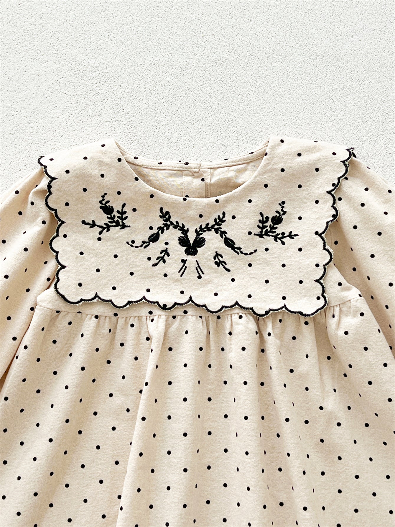 Arrival Baby Girls Long Sleeves Dots Pattern Dress-3