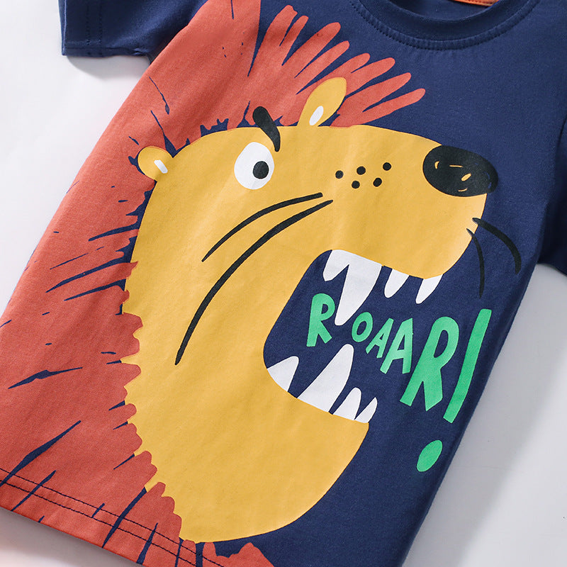 Summer Baby Kids Cartoon Pattern T-shirt and Shorts Clothing Set for Boys