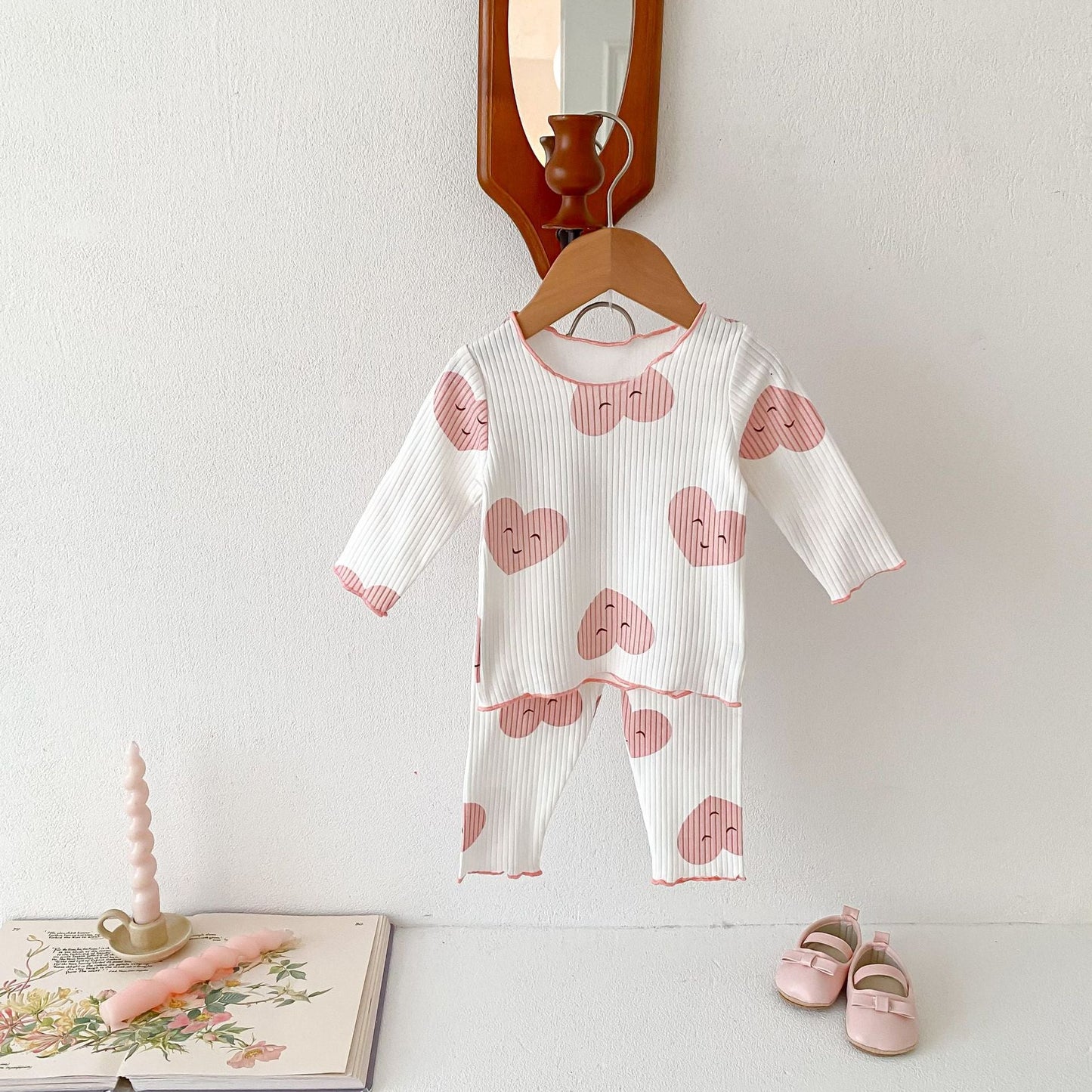 Spring and Autumn Baby Kids Girls Casual Pattern Top and Pants Clothing Set