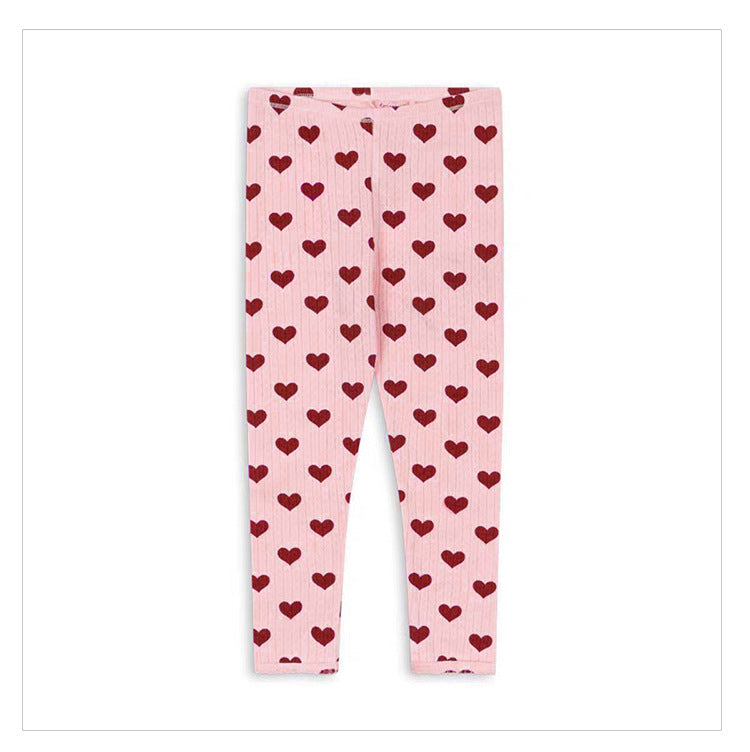 Spring Baby Kids Heart Pattern Onesies and Pants Clothing Set for Girls