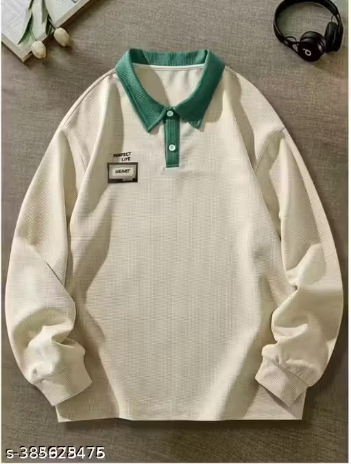 Casual waffle t-shirt over-sized polo for men