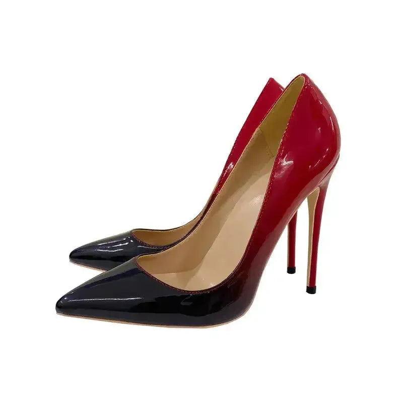 Red Black Gradient High Heels Stiletto Shoes