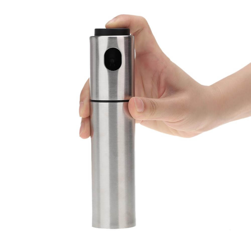 Oil spray in a stainless steel bottle