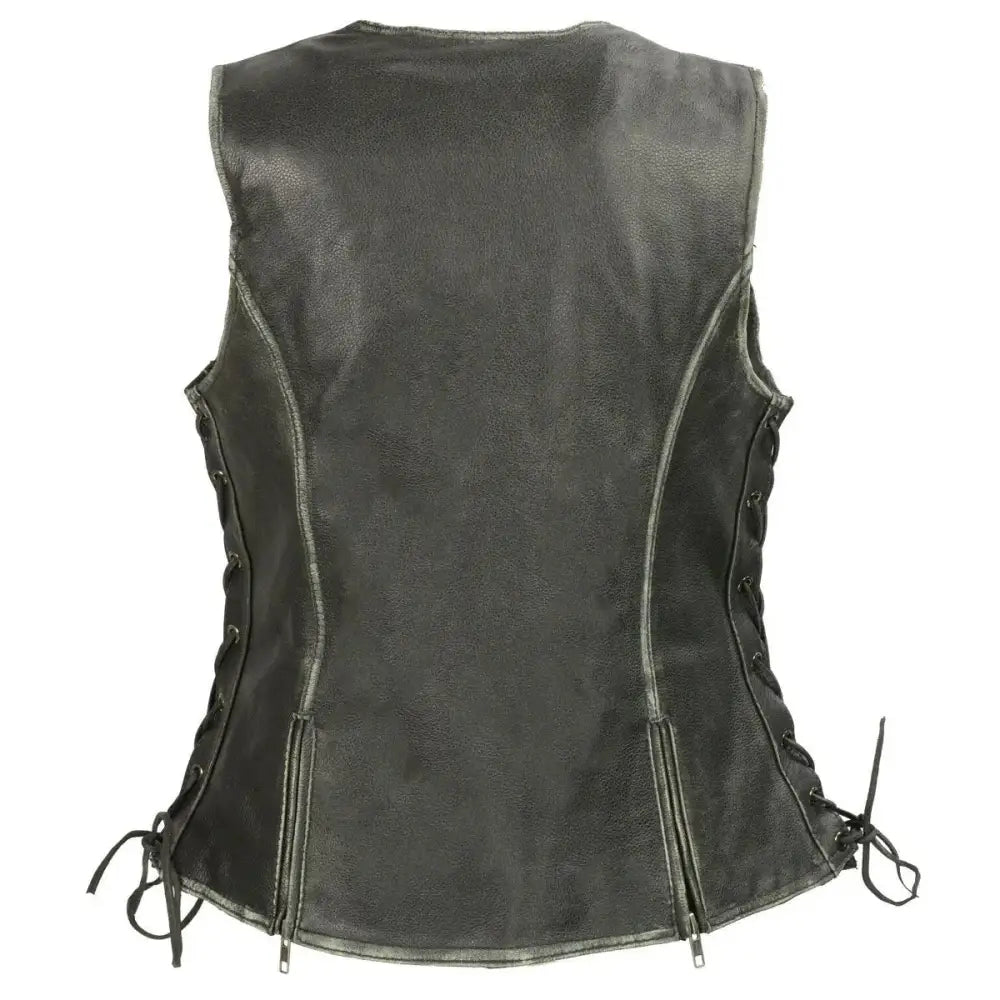 Women’s Gun Pocket Fashion Leather Vest-1