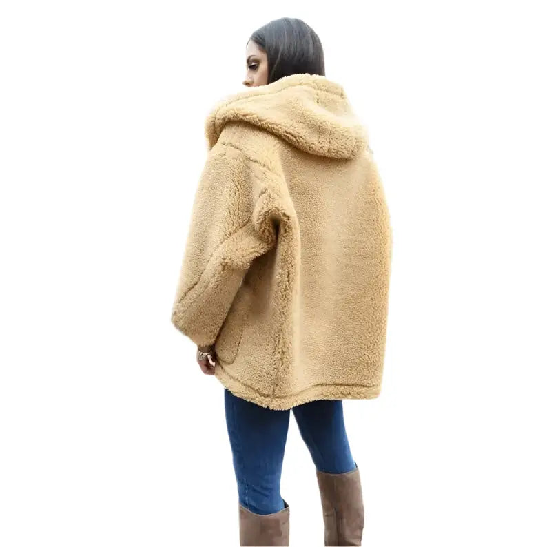 Women’s Oversized Shearling Hoodie Teddy Coat-2