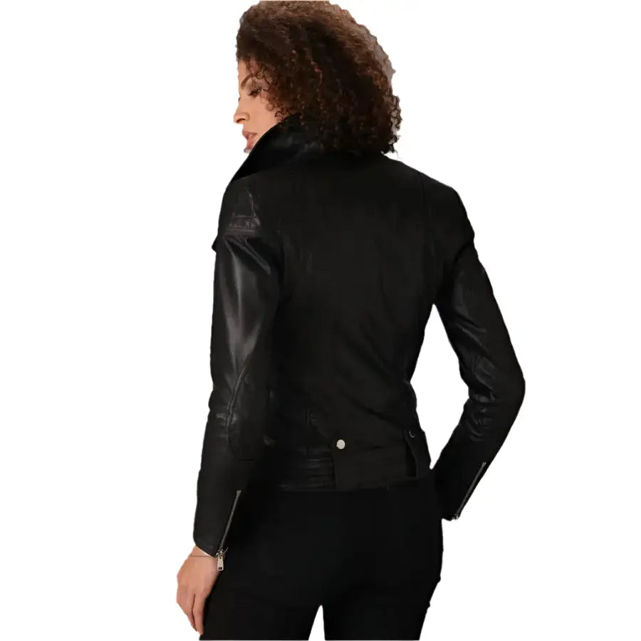 Women's Black Lambskin Leather Jacket – Classic Style-1