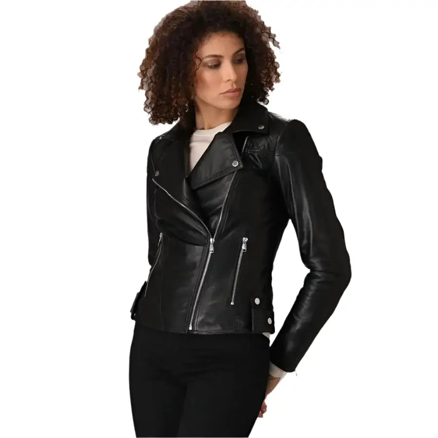 Women's Black Lambskin Leather Jacket – Classic Style-0